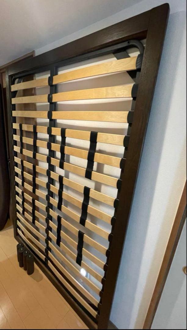 NCNR【8,000円】無印良品ダークブラウンダブルベッドフレーム脚付き