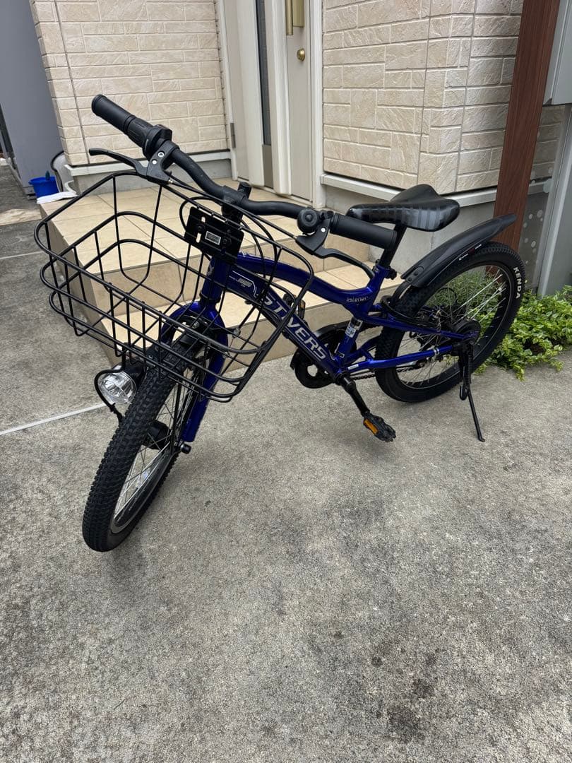 6段ギア子供用自転車 青 前面バスケット付き