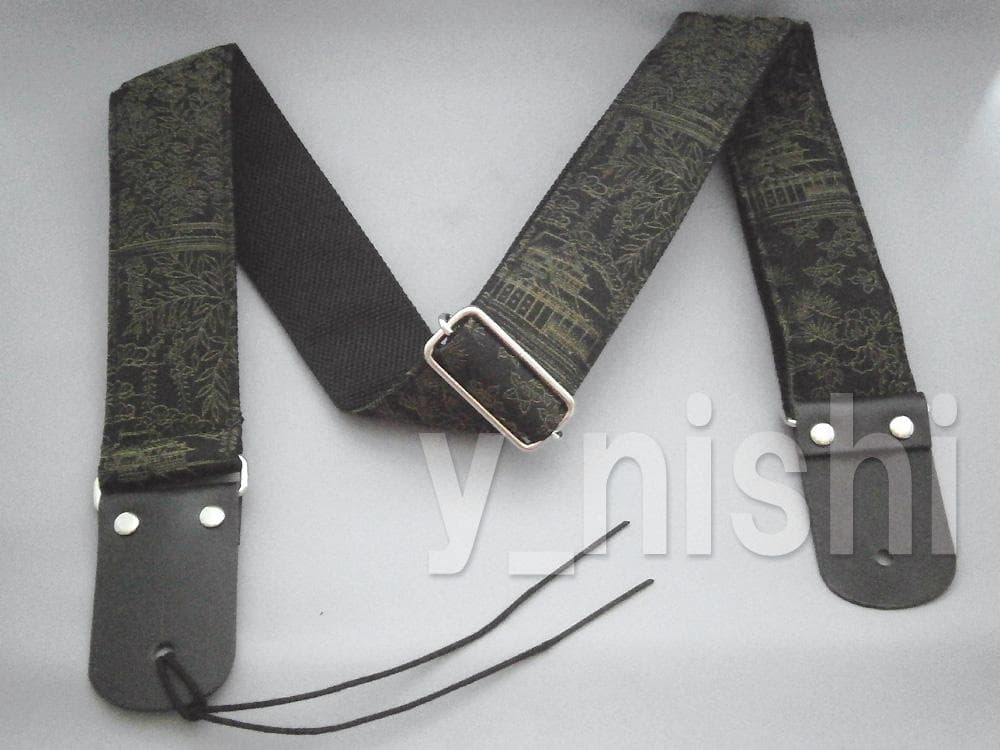 和柄ギターストラップ 着物シリーズ 古都/黒 Kimon Series