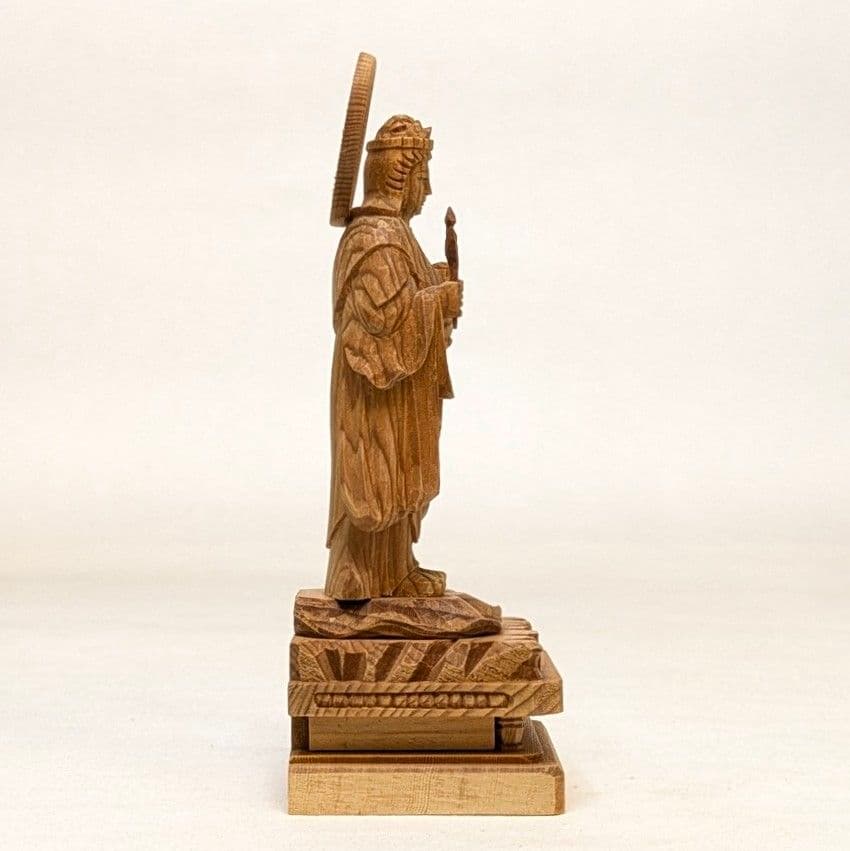 【ゲリラセール・新品】 子安鬼子母神　木地彫り　下台付　高さ約13cm　鬼子母神