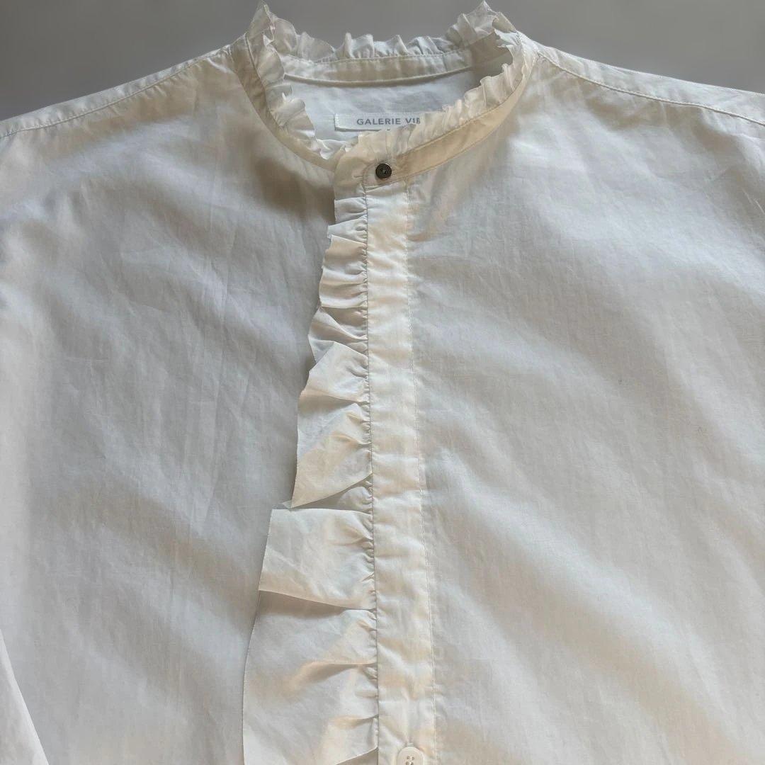 GALERIE VIE コットンタイプライター カットオフフリルシャツ2.6万
