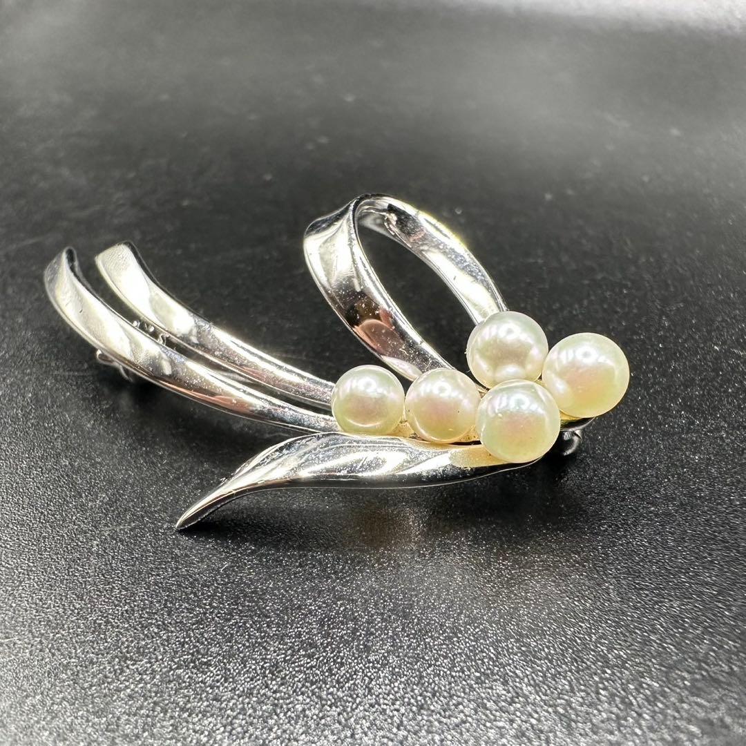 極美品✨　MIKIMOTO ミキモト　パール　ブローチ　ロゴ　希少　1353