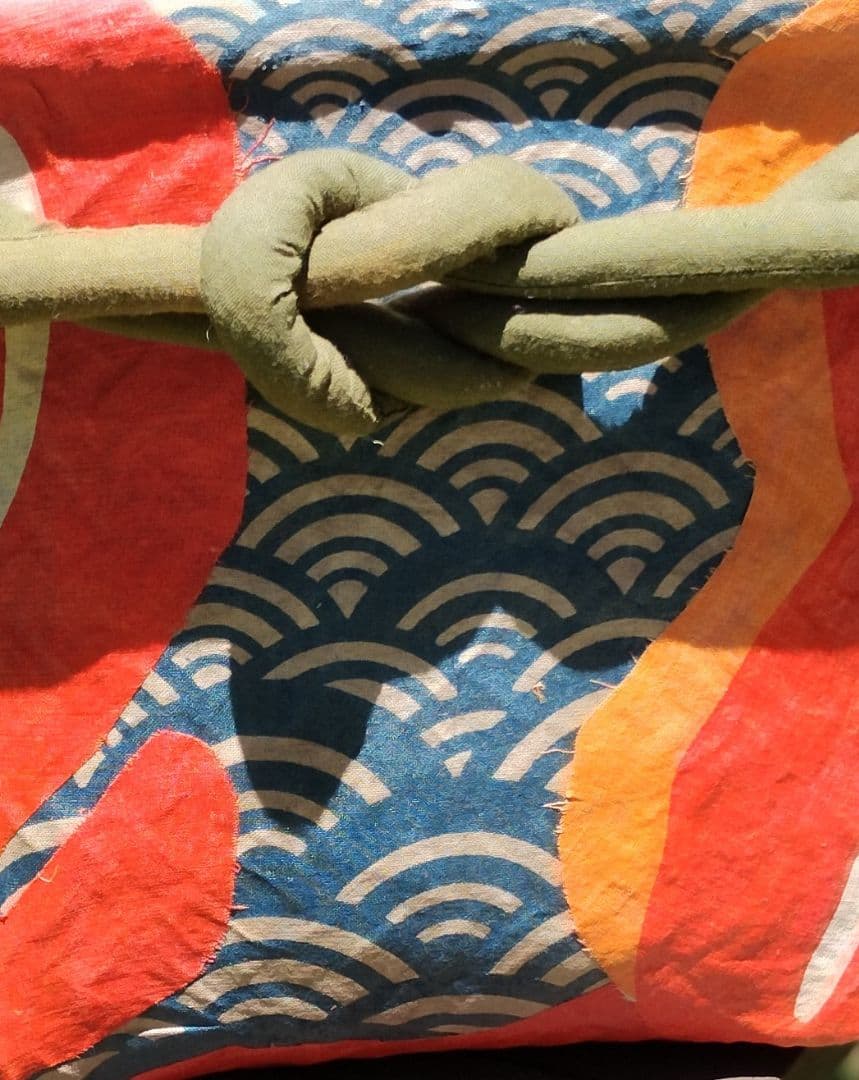 一閑張りバッグ（大）　鯉のぼり 幟旗　目　カラフル　草木染め　柿渋　ハンドメイド