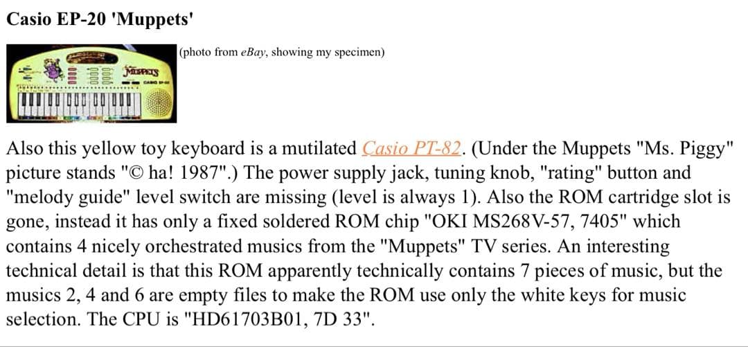 Casio EP-20☆日本未発売☆1987年☆激レアミニシンセ☆動作良好☆