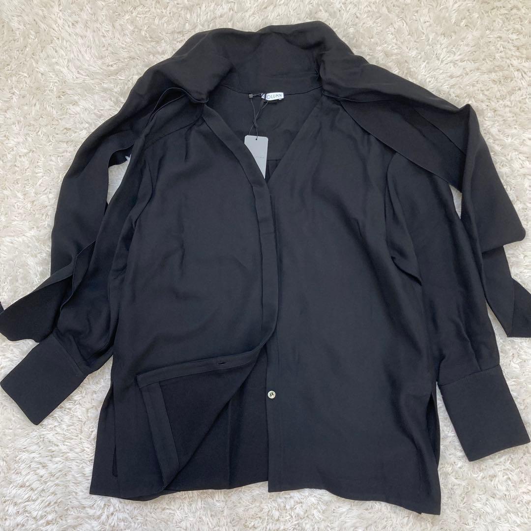 未使用✨定価5.9万 2024 コラム タイブラウス 黒 エストネーション 36