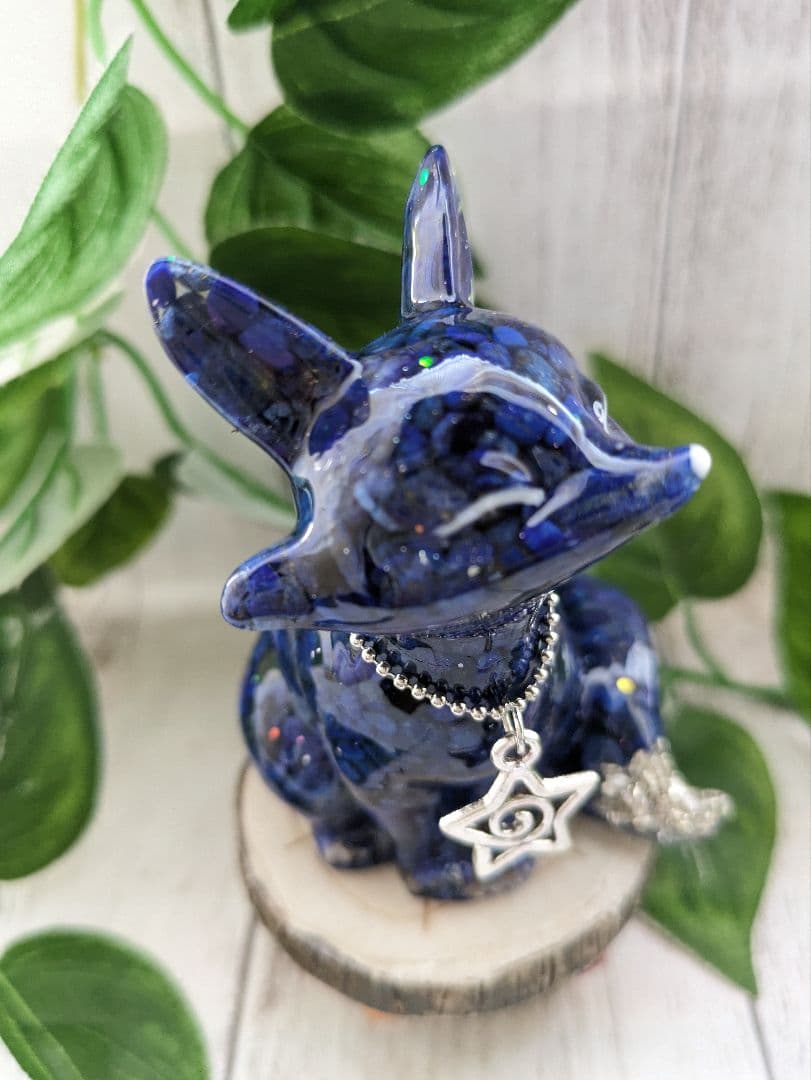 【ひまわり】ラピスラズリのきつねさん形オルゴナイト☆他２点