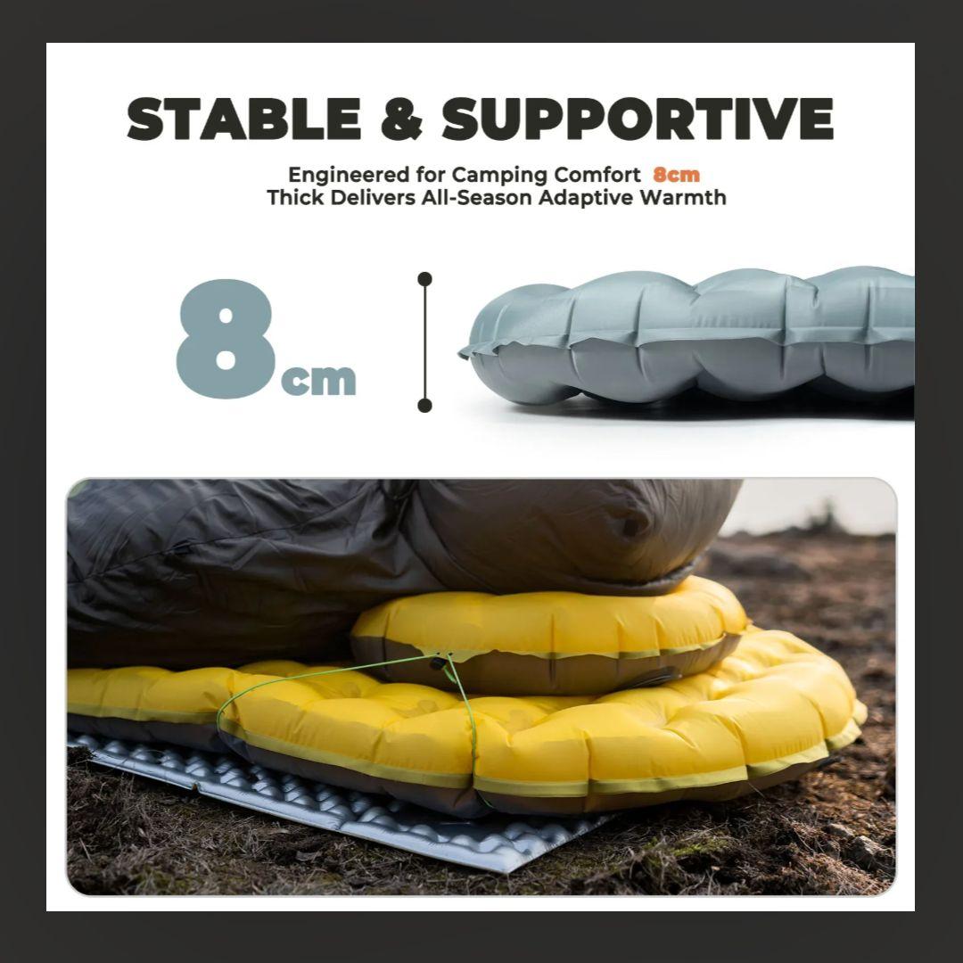 Qunatureの超軽量キャンプ寝具2点セット（イエロー）