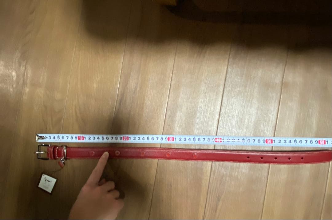 新品未使用品　COACH赤いレザー犬用首輪 Ｌサイズ スタッズ付き