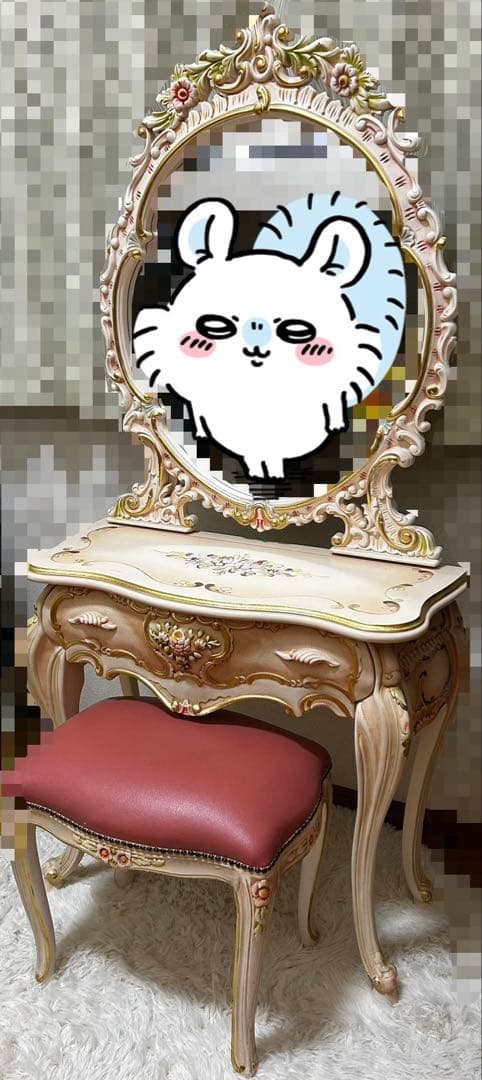 アンティーク ロココ ドレッサー 北欧風 鏡 化粧台 鏡台 ヴィンテージ 宮廷風