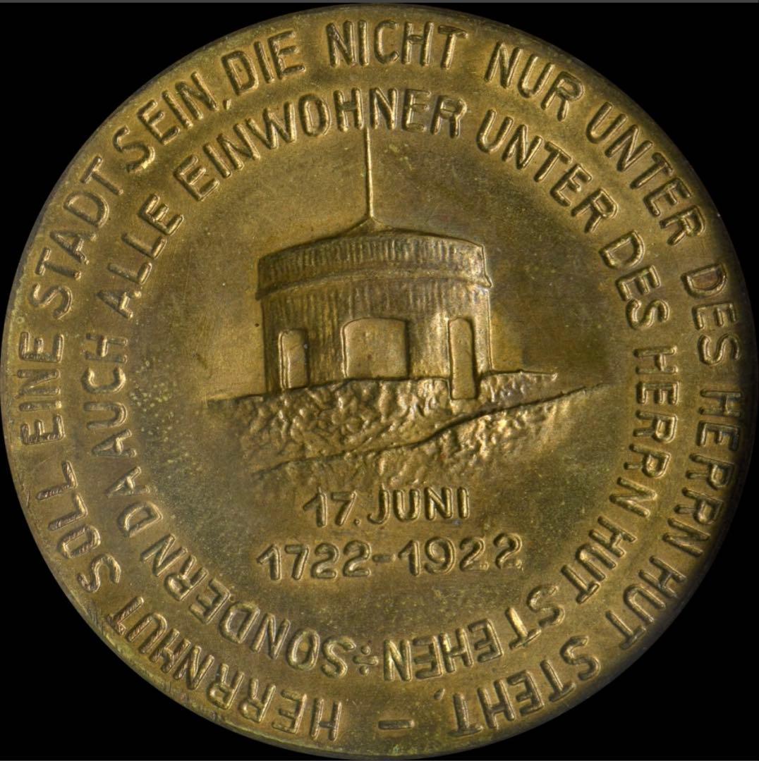 NGC MS63BN ドイツ 1922 青銅メダル ツィンツェンドルフ伯爵