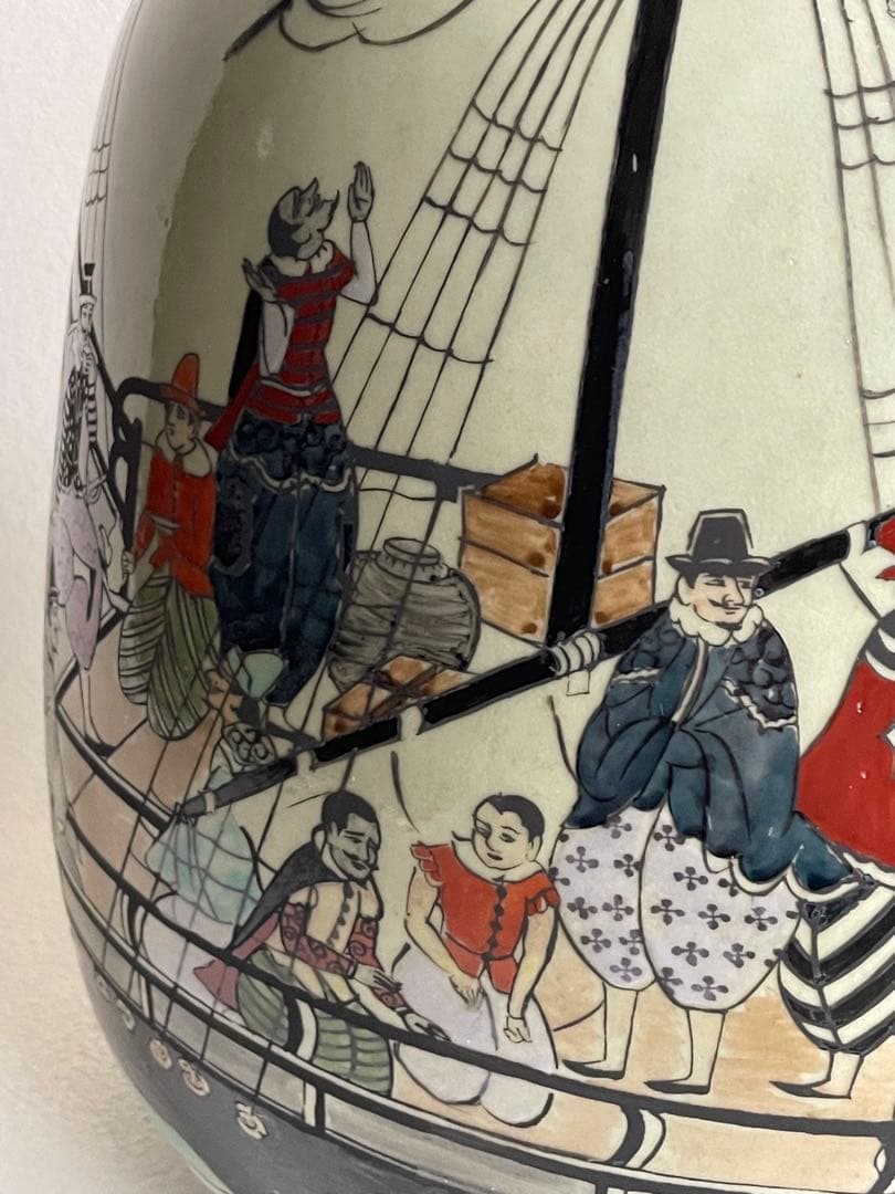 ⬇️【希少】　円左エ門窯　⭐︎ 錦南蛮船壺　手書き　有田焼　　280000円