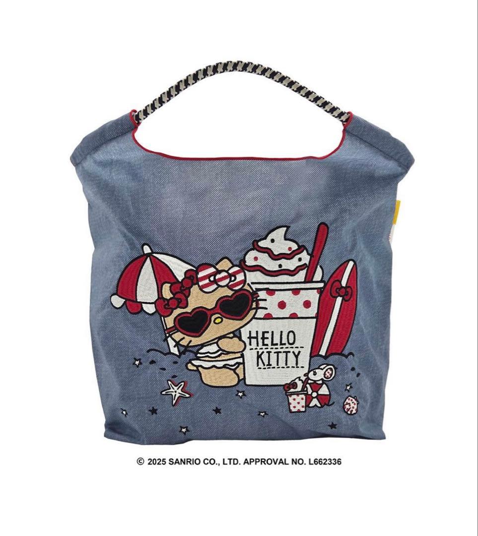 ボールアンドチェーン　ハローキティ 日焼けキティ　デニムブルー