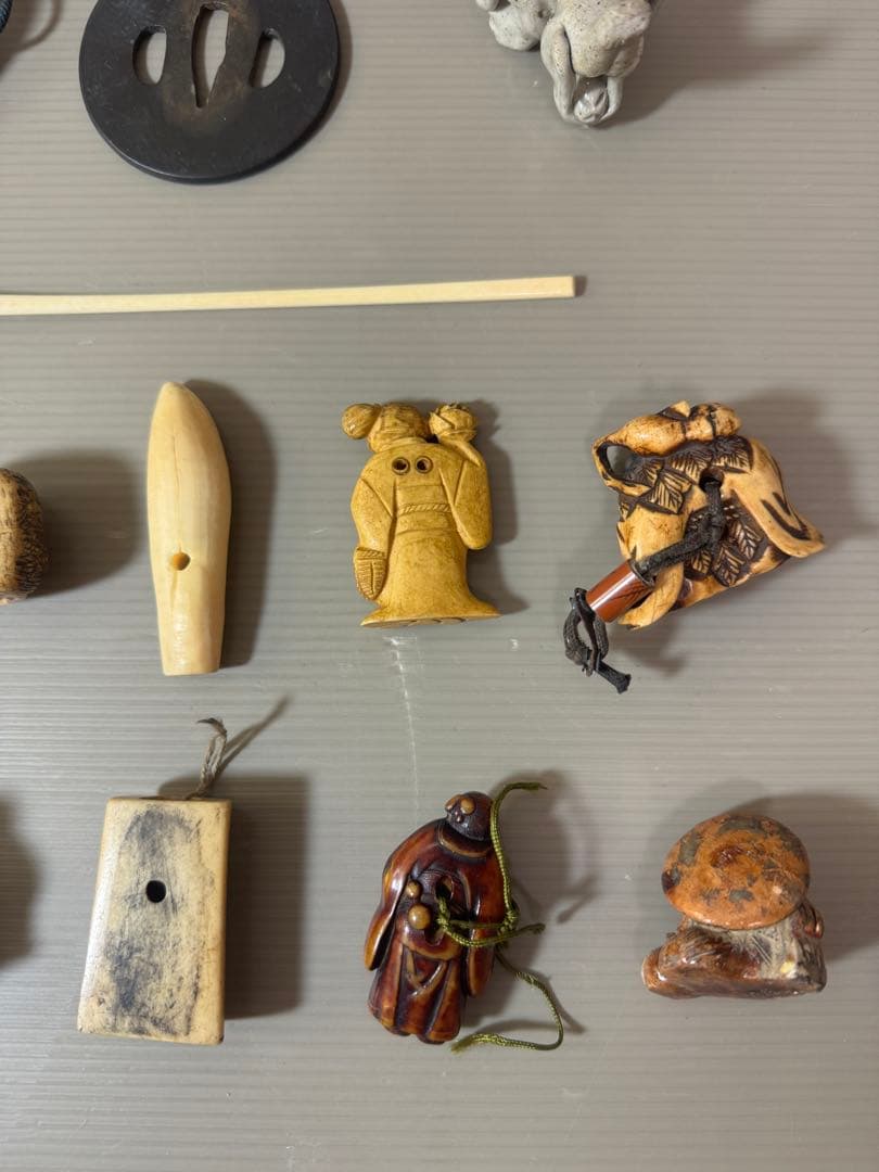 2918 時代提げ物 根付 合計17点　天然素材　時代物