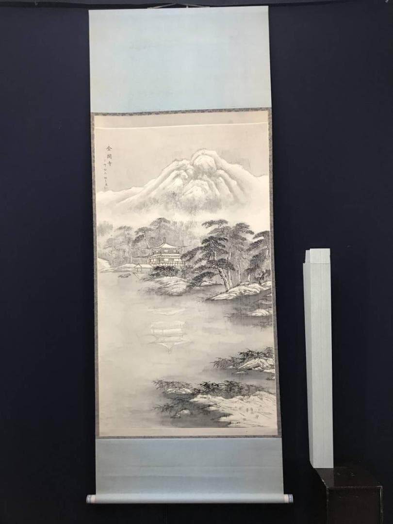 作者不詳/山水図/金閣寺/雪景金閣寺図/掛軸/名家伝来/AC-265