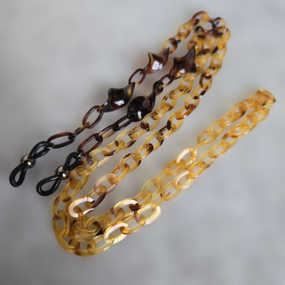 鼈甲　メガネ　チェーン　本鼈甲　⑦　べっ甲　着物　工芸品　大人のメガネチェーン