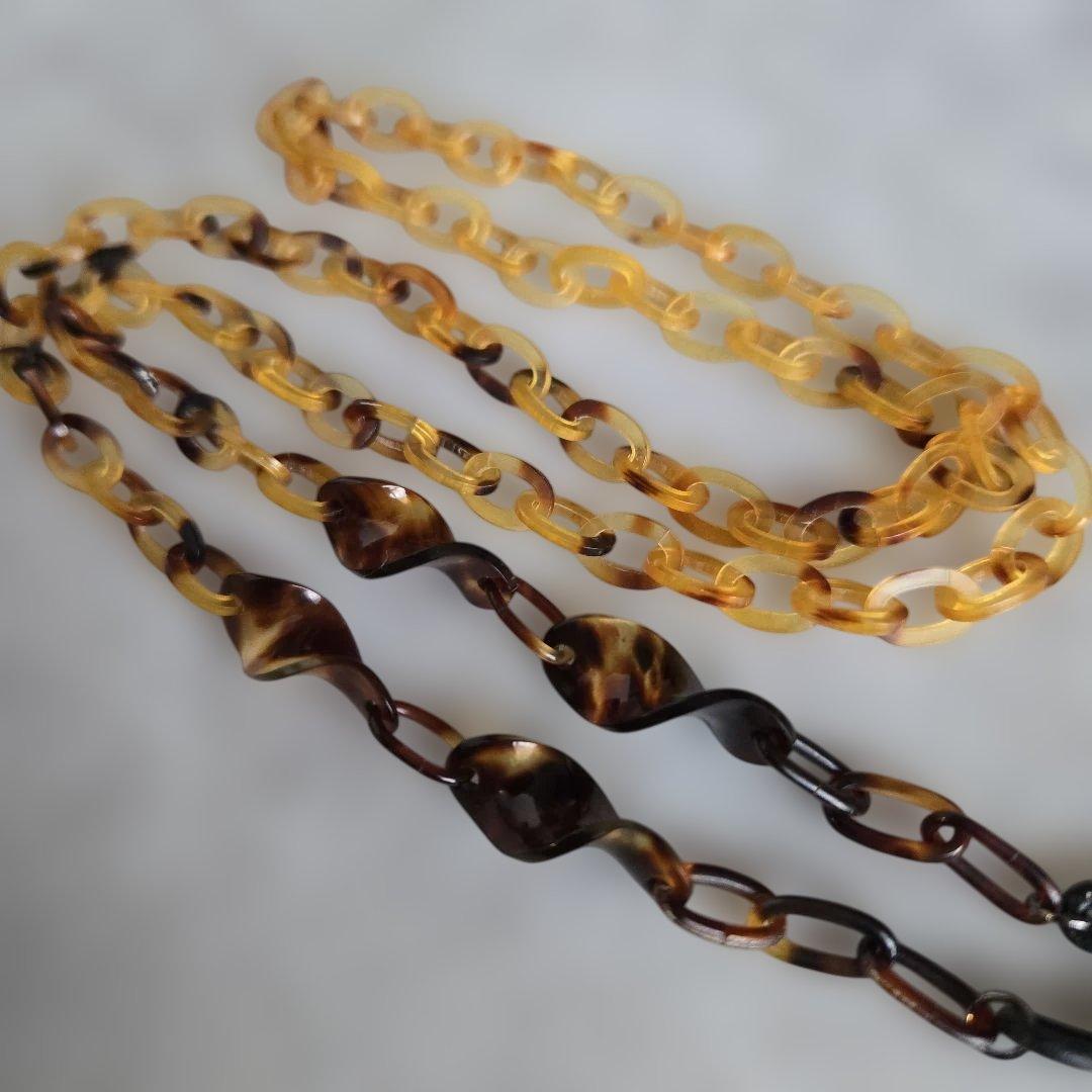 鼈甲　メガネ　チェーン　本鼈甲　⑦　べっ甲　着物　工芸品　大人のメガネチェーン