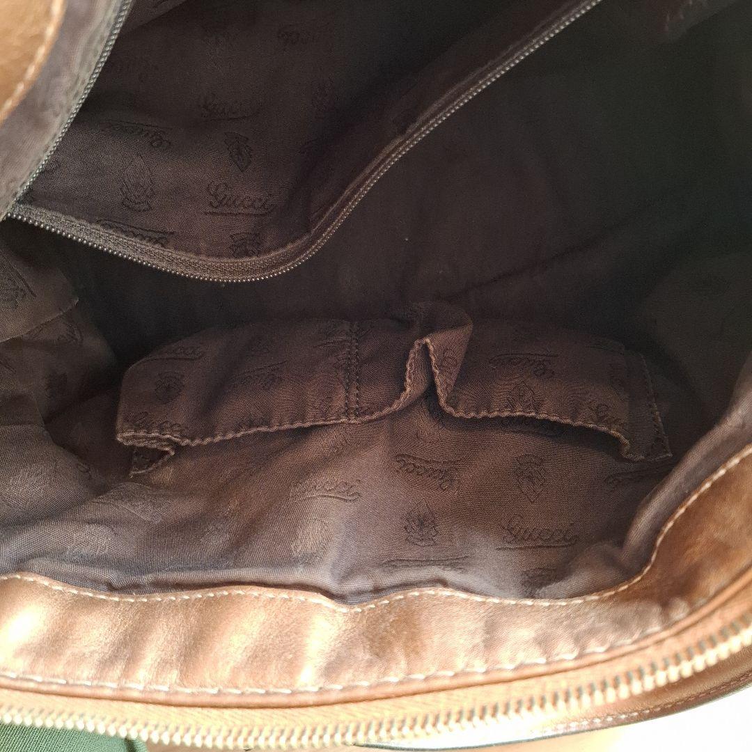 Gucci GGパターン ブラウンレザーハンドバッグ