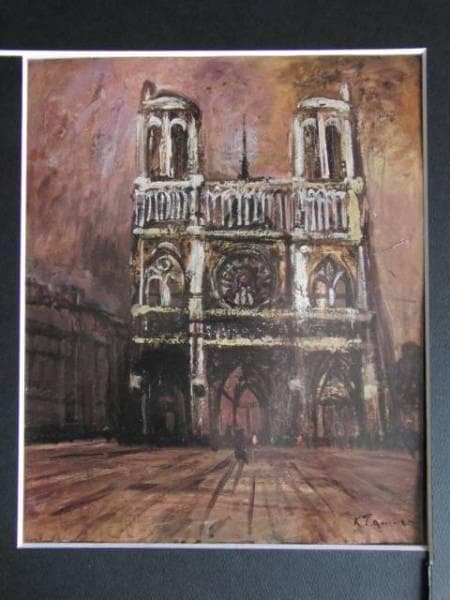 田村孝之介、ノートルダム、希少画集画、新品額装付、状態良好