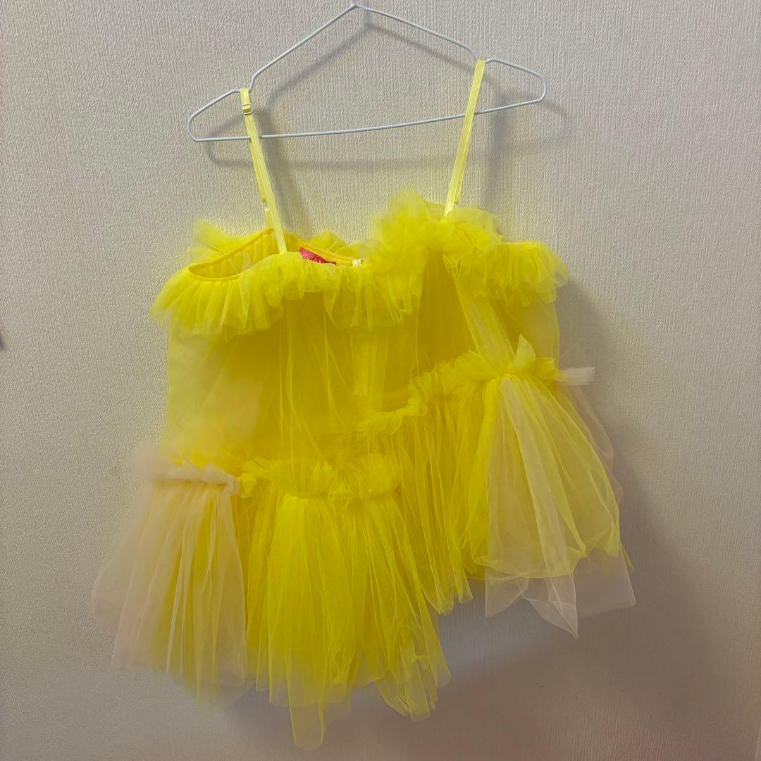viviano チュール　キャミソール　黄色　ビスチェ アシメトップス　24ss