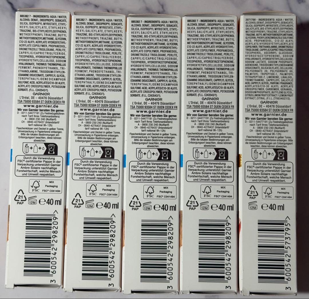 Garnier Super UV SPF50 日焼け止め 40ml 5本セット