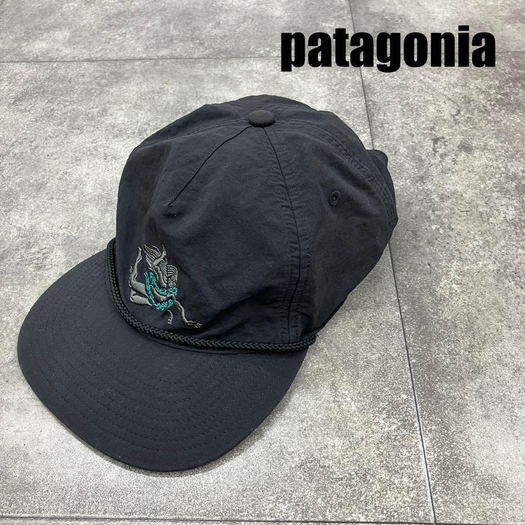【激レア】Patagonia パタゴニア 刺繍キャップ ブラック フリーサイズ