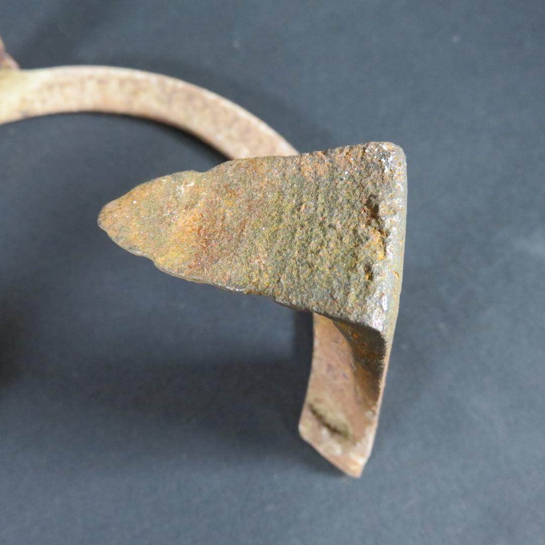 唐銅 利休 面取風炉 風炉師 一ノ瀬宋辰 五徳 鬼爪 底瓦付　共箱