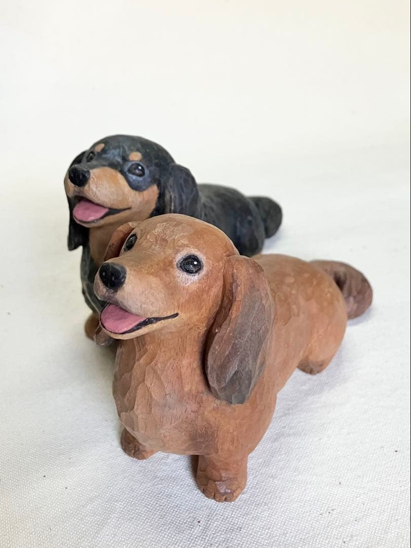 ち*♪様 木彫り　ダックスフント(レッド)