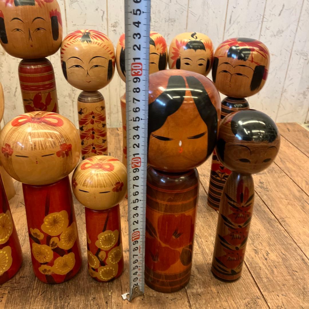 ③昭和レトロ 伝統工芸 郷土玩具 木製 創作 こけし 小芥子 13体 まとめ売り