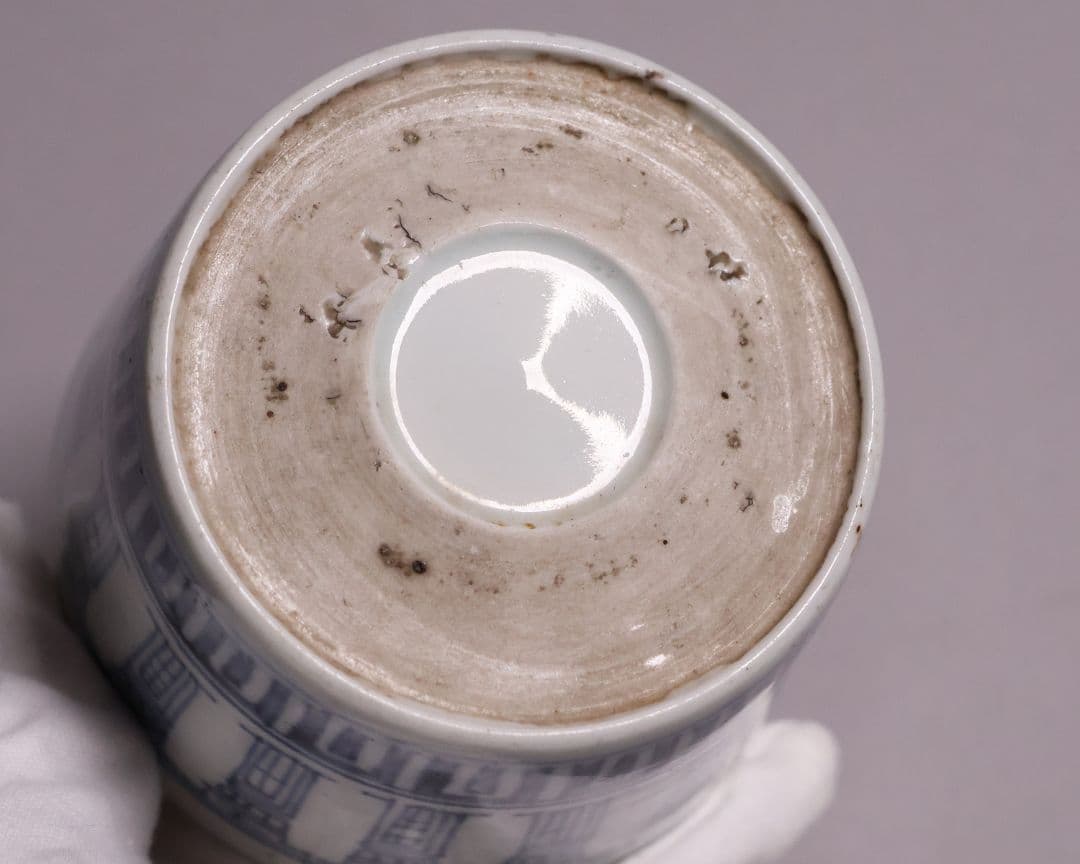 【CM123】江戸期 古伊万里 染付 寿字文 蕎麦猪口 陶芸 陶磁器 古美術 壽