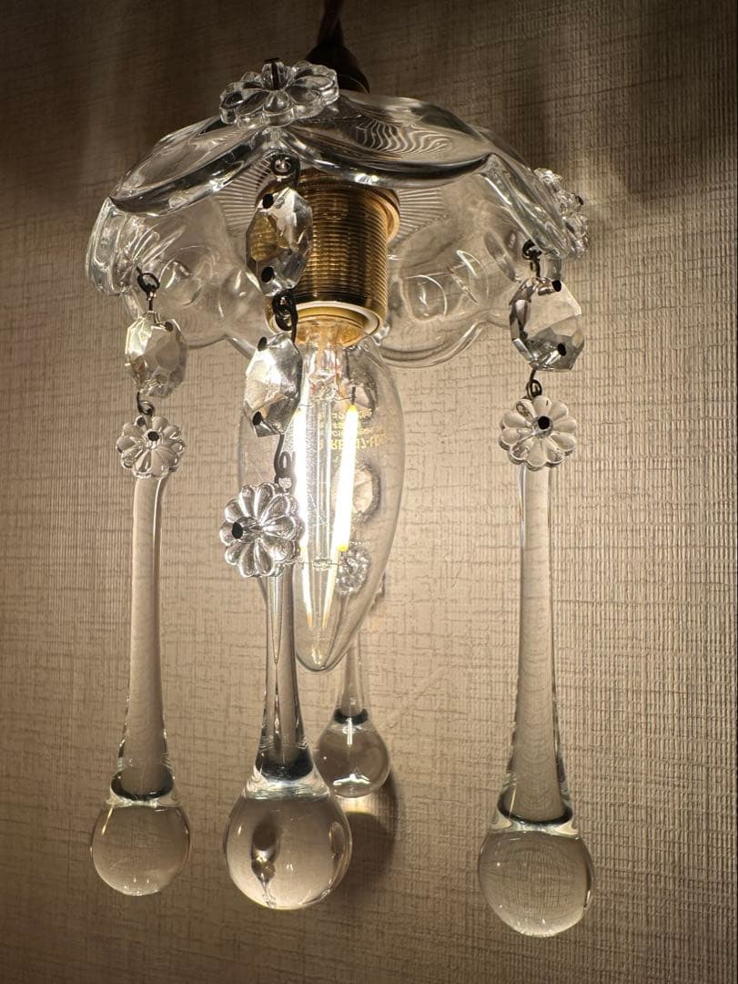 1920年代 フランス アンティーク 雨に濡れた可愛いお花のミニシャンデリア＊