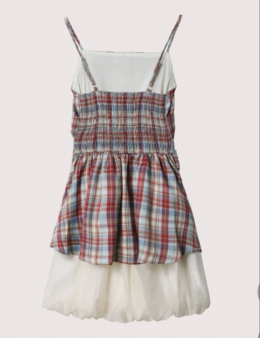 LA POMME petit レッドチェック柄パフキャミワンピース