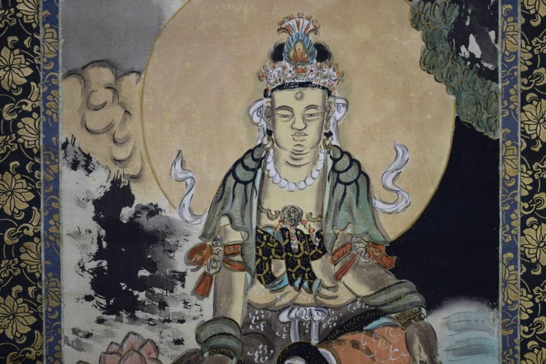 真作/作者不明/古画観音図/布袋屋掛軸HG-552