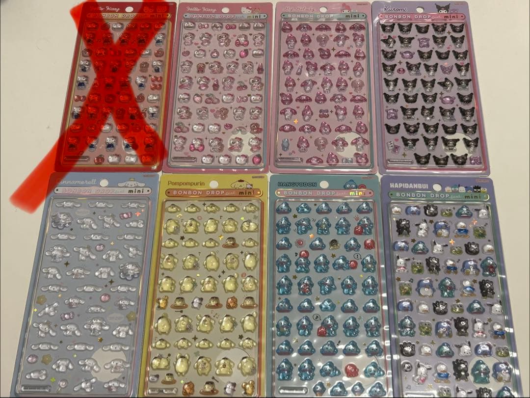 【正規品】サンリオミニボンボンドロップシールサンリオ7枚セット