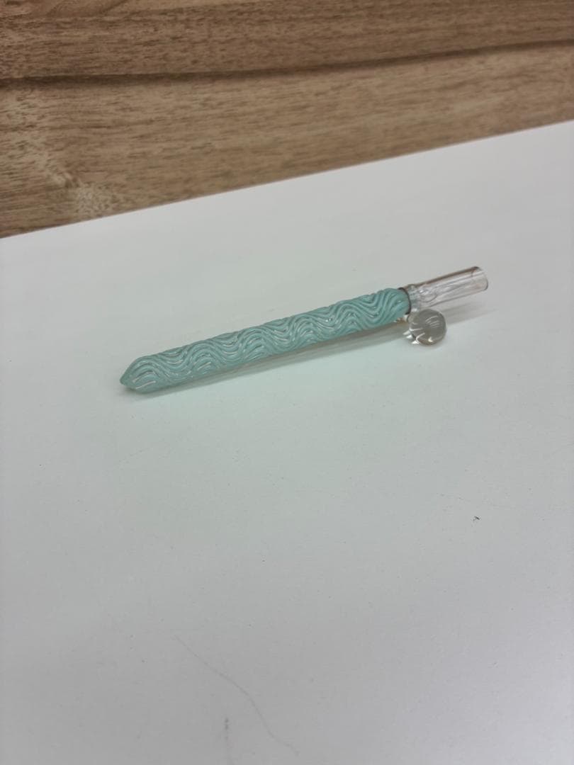 ❥道1652HASE硝子工房 ガラスペン 水色　流水　ショート