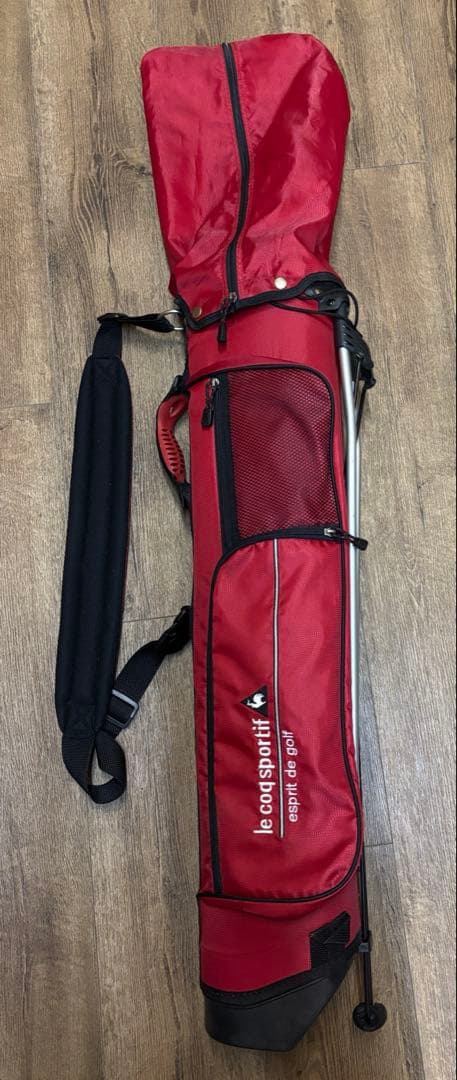 ルコック スタンド式 ゴルフ キャディーバッグ 赤 軽量 練習用