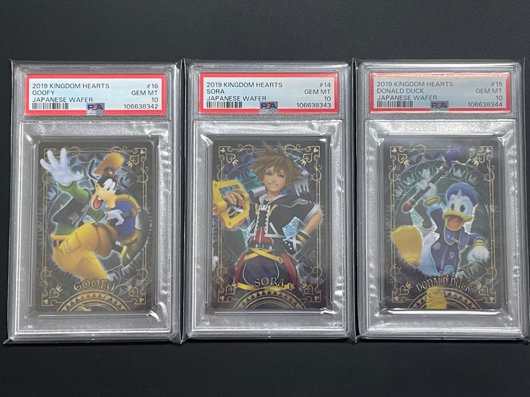 PSA10 3枚連番　キングダムハーツ　クリアカード　ディズニー