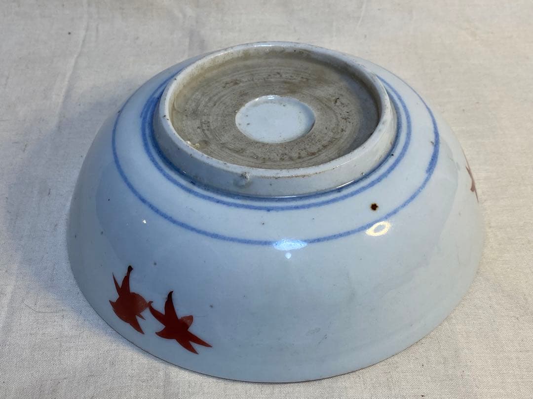 伊万里　古伊万里　鉢　三つ鉢　入れ子　色絵　蝶の図　花の図