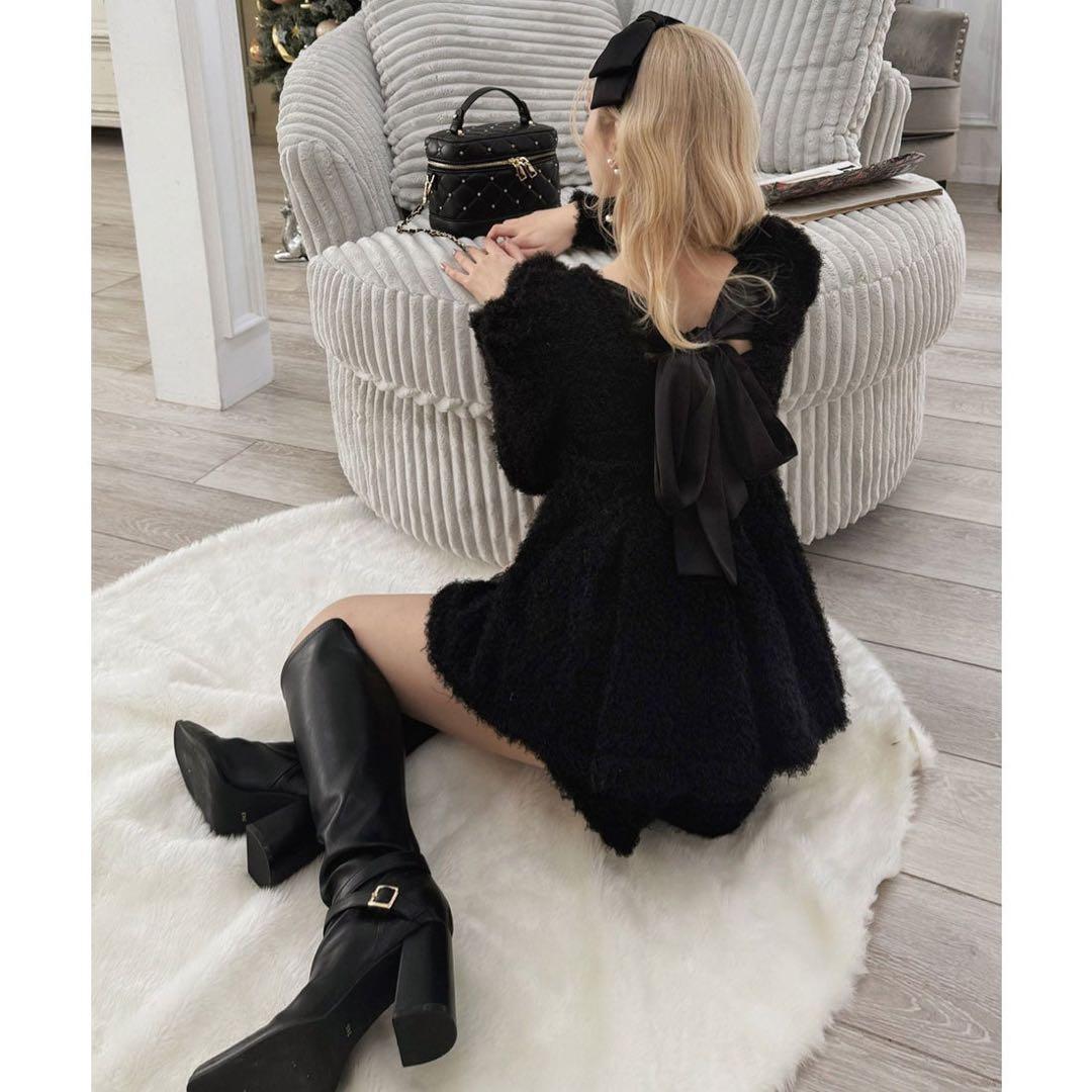 カールボア長袖ペプラムトップス