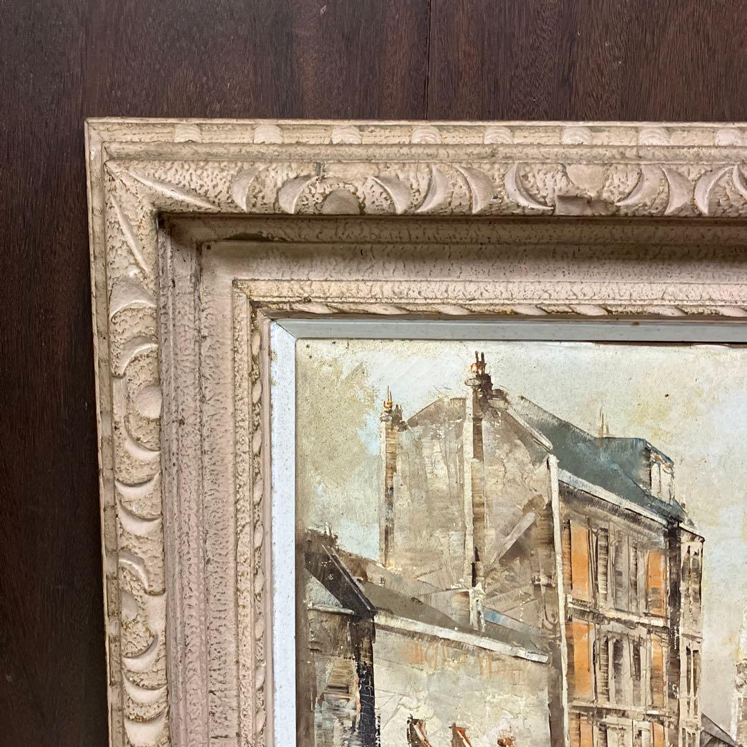 アンティーク 街並み 油彩画 油絵 風景画 絵画 額縁 アート 美術 芸術
