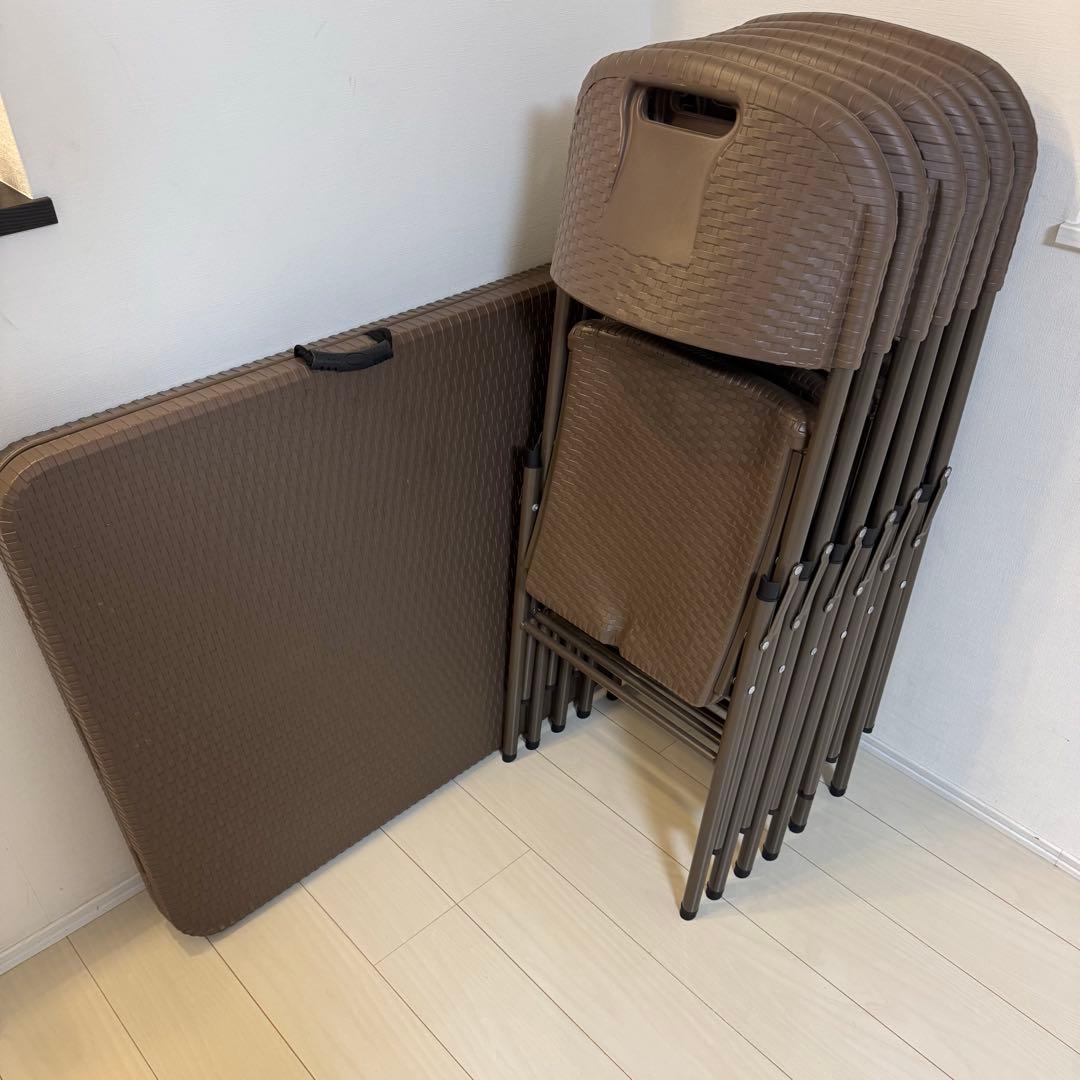 折りたたみ ガーデンテーブルセット7点セット 屋外室内兼用 防水 アウトドア