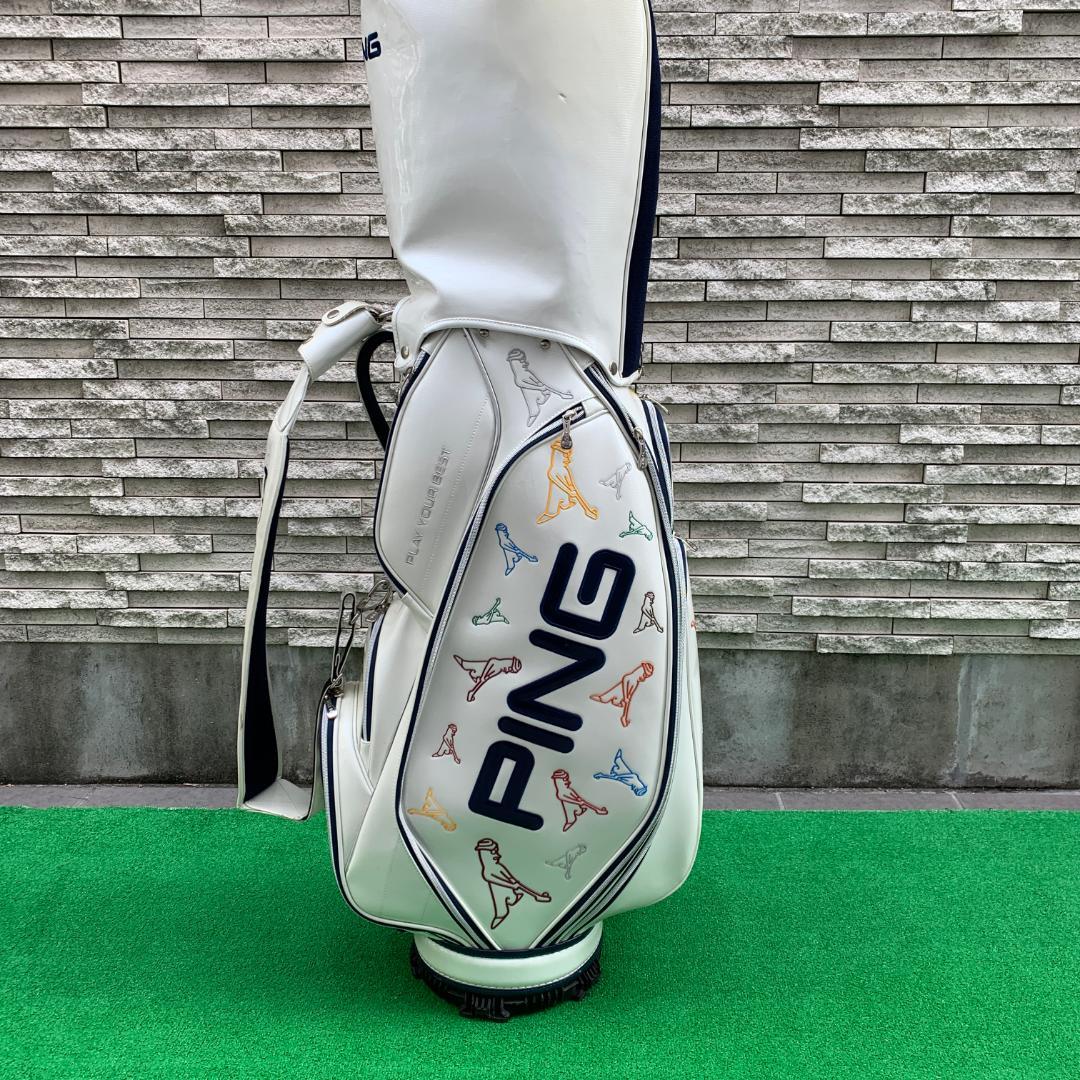 中古品 PING エナメルキャディバッグ ホワイト