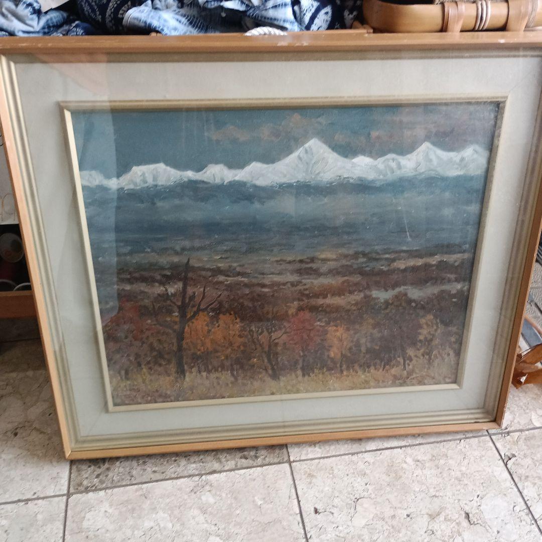 4259）松本竹敏　油絵F１５号「秋の日高連峰」独立美術協会所属