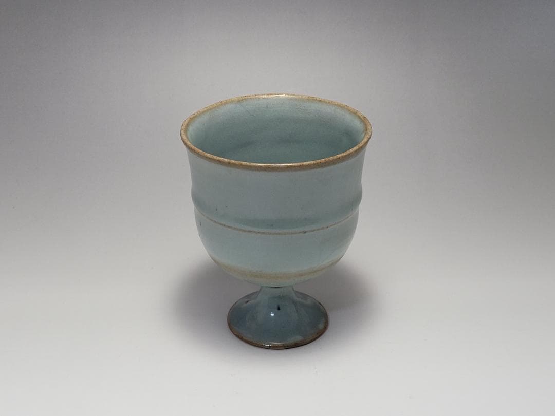 天藍釉 高足杯 宋元時代 高さ約11.4cm