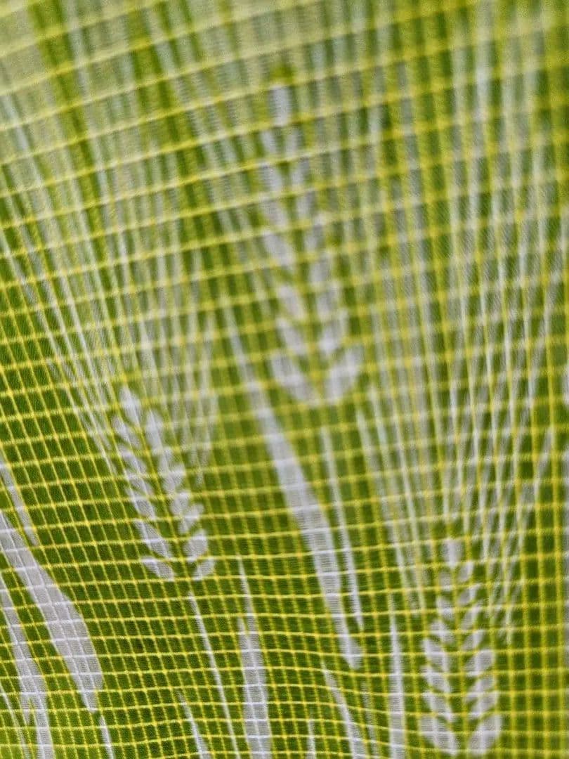 ラストスパート20日に取下。日本橋竺仙 絹紅梅 縁起の善い麦穂柄 鮮やかな黄緑色