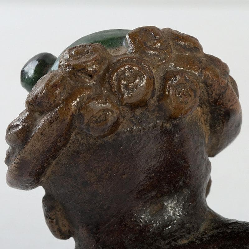 中国　緑釉　神獣　獅子　置物　時代箱　V　9600