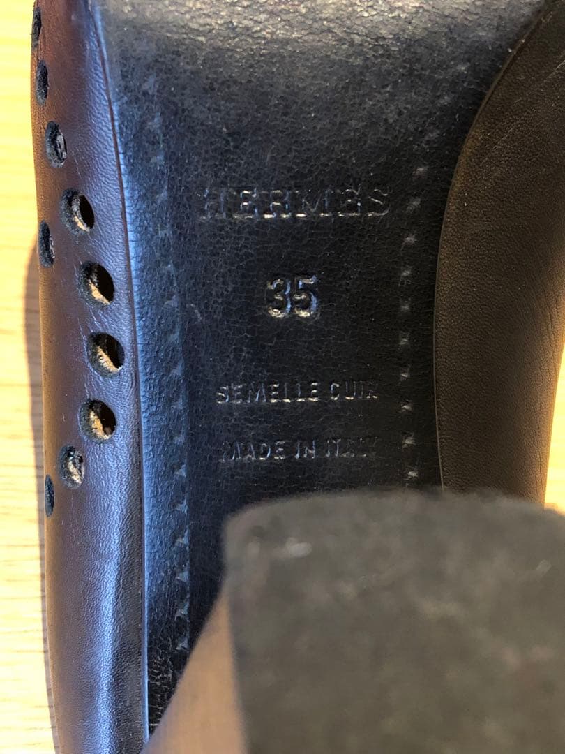 エルメス ミュール レザー ブラック サイズ35 エヴリン レディース ヒール