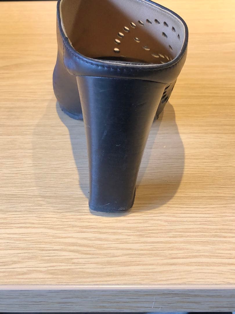 エルメス ミュール レザー ブラック サイズ35 エヴリン レディース ヒール