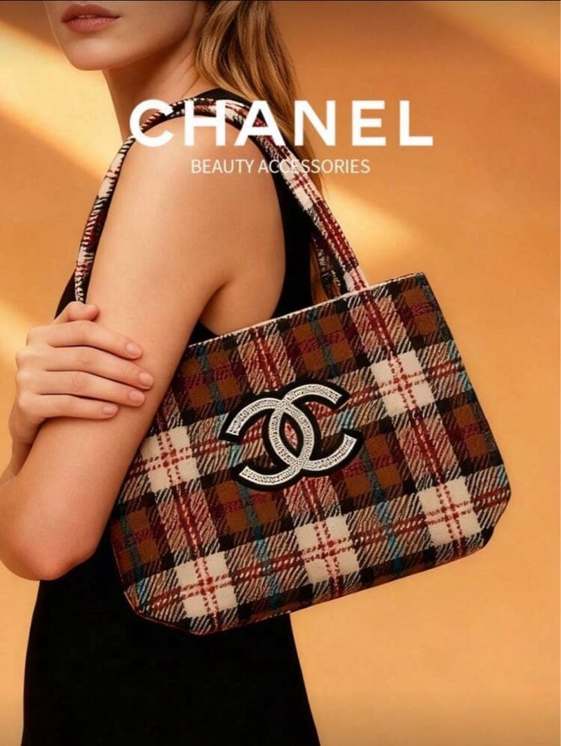 CHANEL シャネルノベルティ　トートバッグ　ハンドバッグ　ブラウンチェック