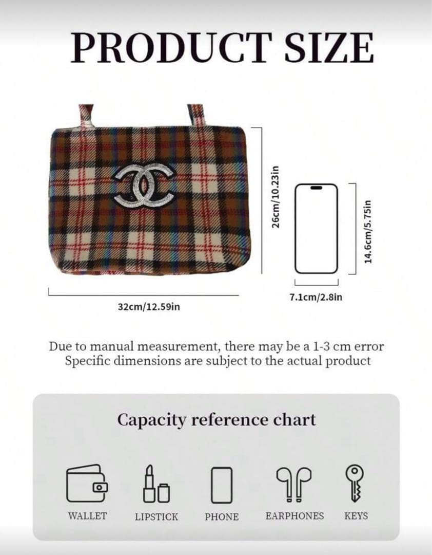 CHANEL シャネルノベルティ　トートバッグ　ハンドバッグ　ブラウンチェック