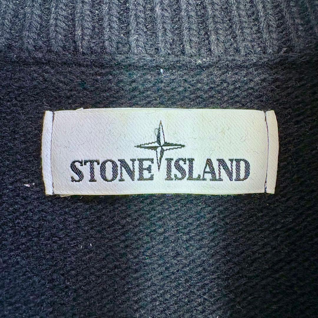 美品 ストーンアイランド 肩バッジ付 ニットブルゾン カーディガン XL 黒